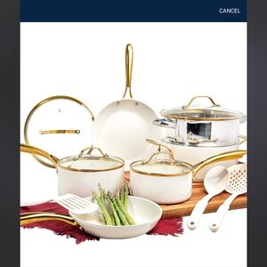 Gotham Steel White and Gold Cookware Set 15pcs